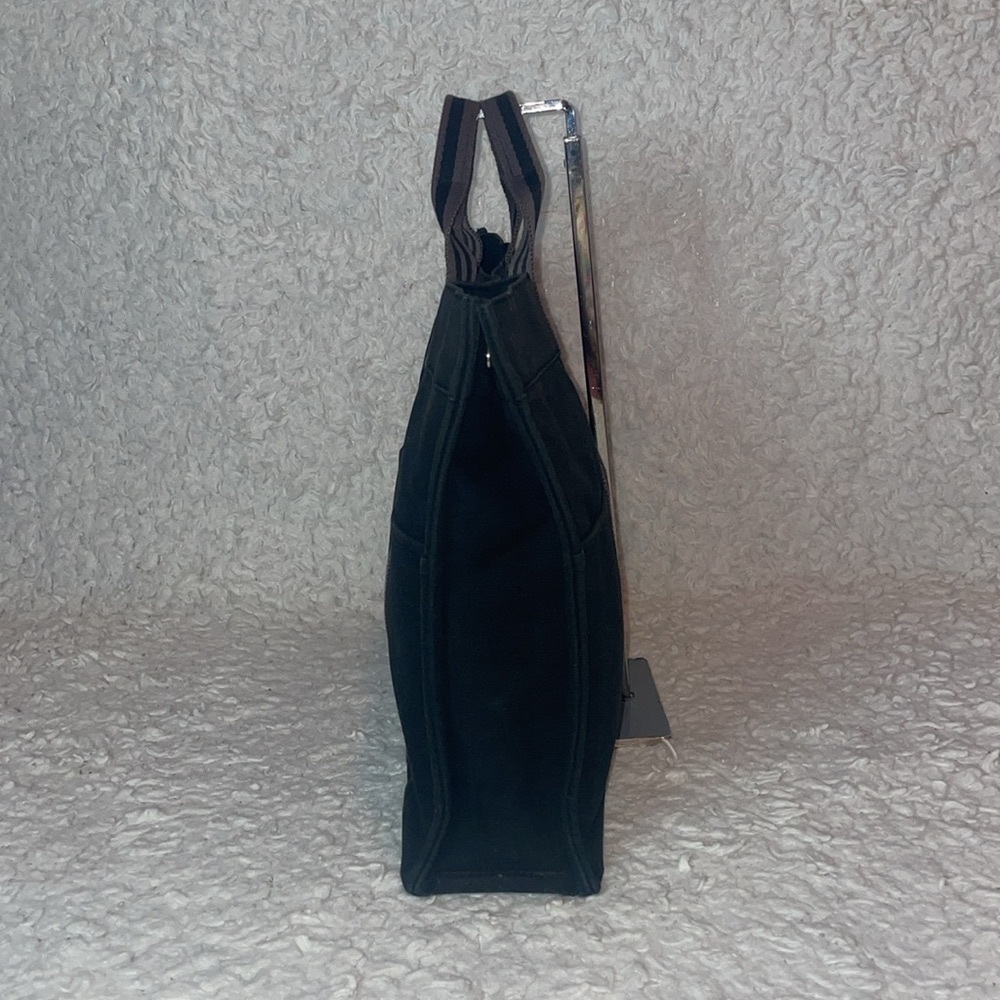 Hermes Large Canvas Fourre Tout Striped Cotton GM Shoulder Tote Bag Black Gray - Picture 4 of 16